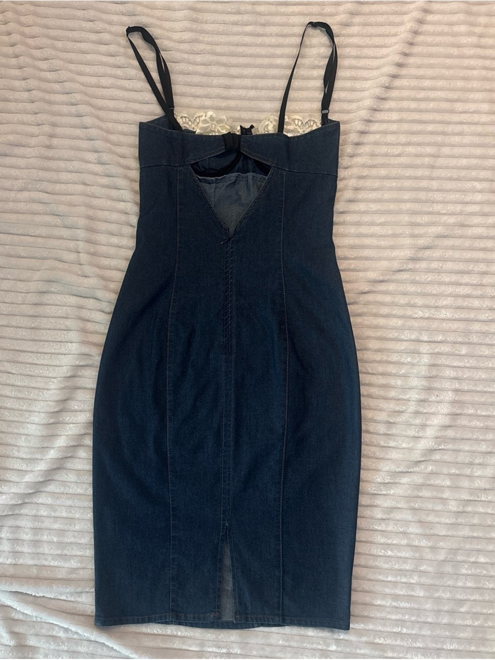 Dolce & Gabbana Denim Bustier Dress with Lace Trim - Picture 3 of 9
